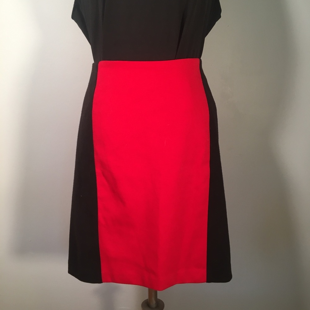 Michael Kors black & red stretch cotton knit skirt